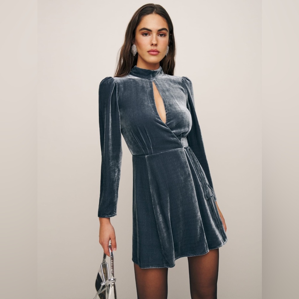 Reformation Ottessa Dress in Shale Velvet XSP